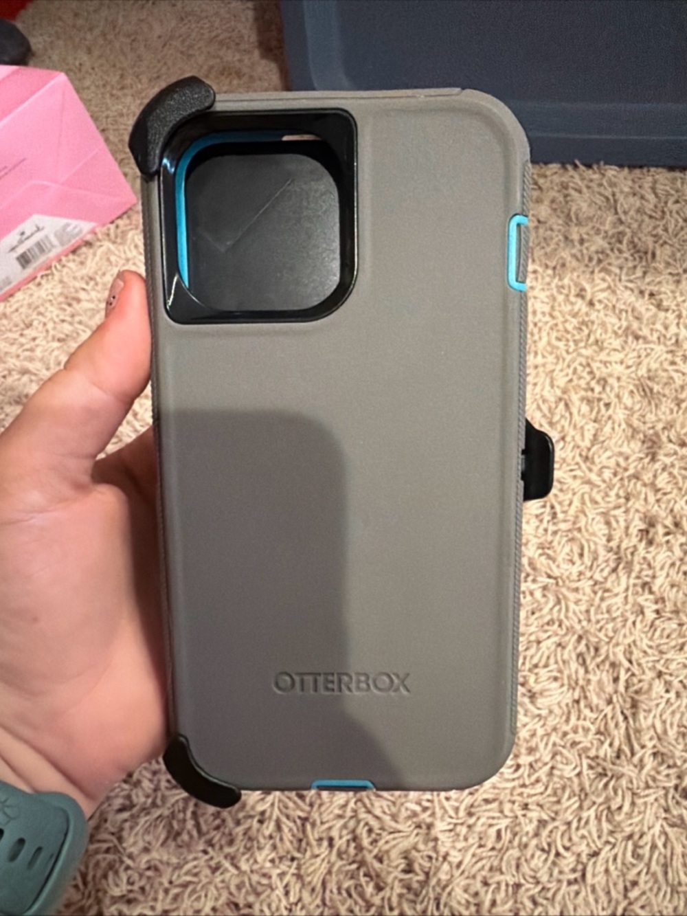 OtterBox Gray Phone Case with Blue Accent Trim for iPhone 13 Pro Max